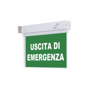 Luce di emergenza permanente con cartello "Uscita di emergenza"
