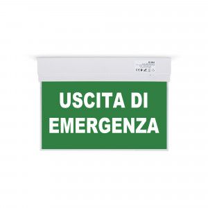 Luce di emergenza permanente con cartello "Uscita di emergenza"