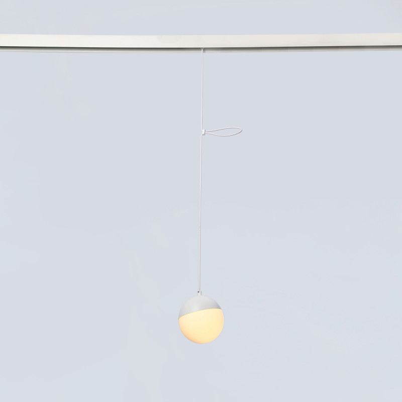 Lampada a sospensione sfera LED a binario magnetico 48V - 6W - 2700K - CRI90 - Bianco