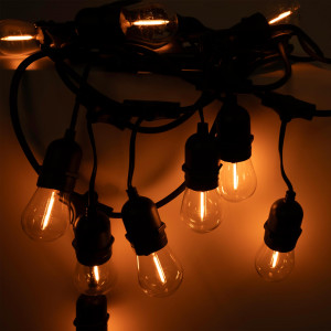 Kit ghirlanda luminosa 11,5 metri + 10 lampadine LED E27 filamento 1W - IP65 - Ambra