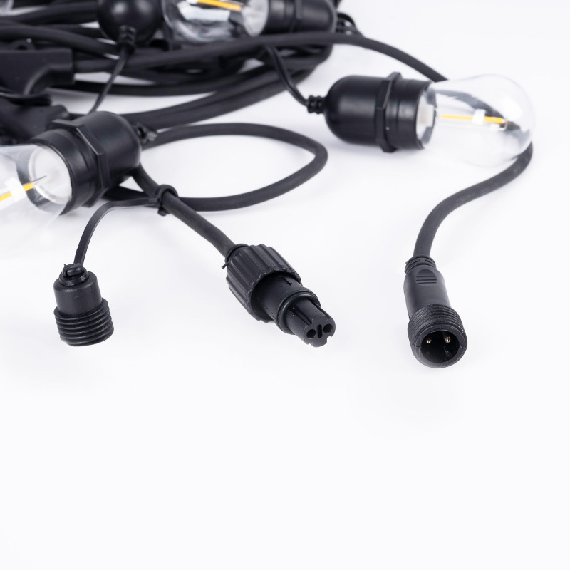 Kit ghirlanda luminosa 11,5 metri + 10 lampadine LED E27 filamento 1W - IP65 - Ambra Kit ghirlanda luminosa 11,5 metri + 10 lampadine LED E27 filamento 1W - IP65 - Ambra