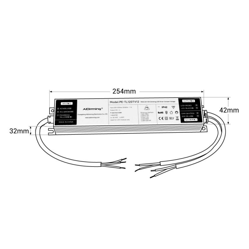 Accessoires, Alimentation LED, variable TRIAC, blanc, L18,4cm, H3,2cm - SLV