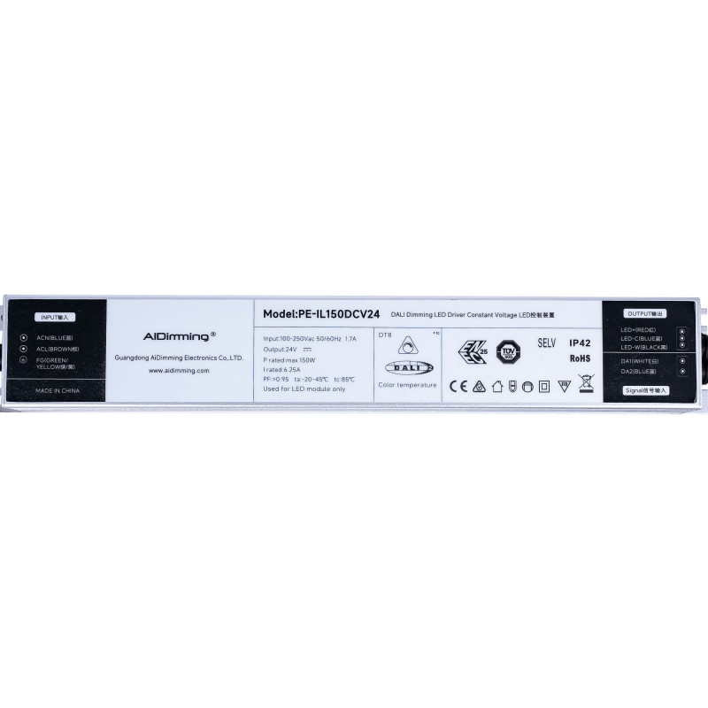 Alimentatore dimmerabile DALI DT8 - 24V DC - 6,25A - 150W