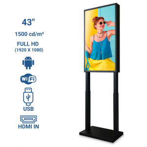 Display pubblicitario LCD per vetrine FULL HD 43" - Android - Indoor