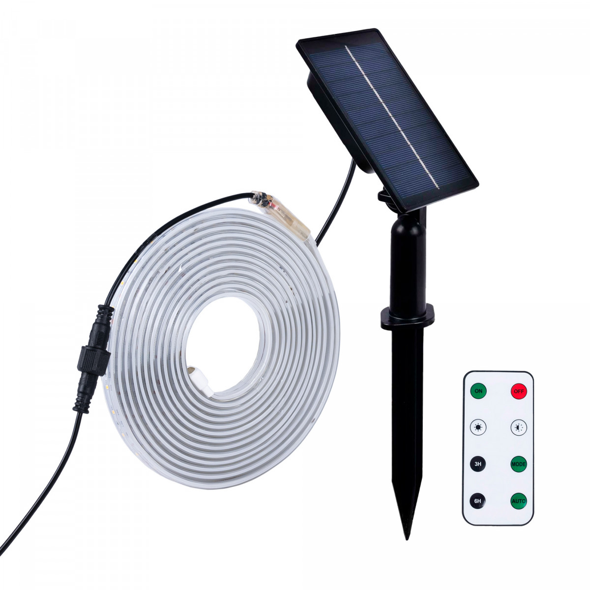 Striscia LED solare per esterni con telecomando 18W - 12mm - 5 metri - 2700K - IP65