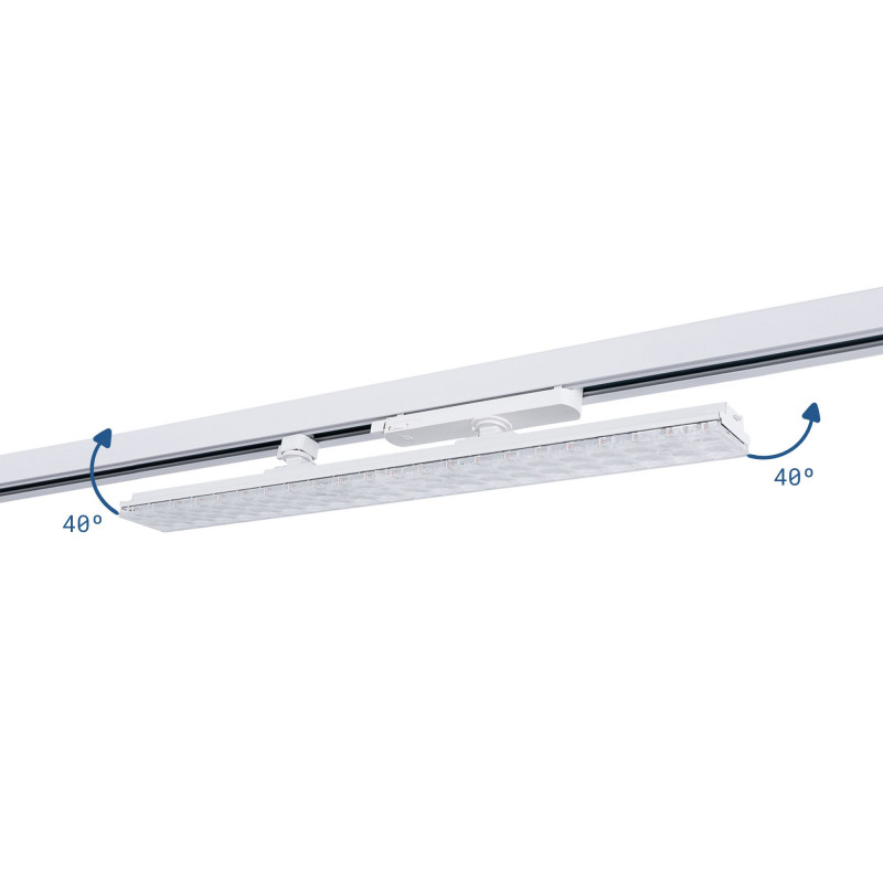 Faretto LED lineare orientabile a binario trifase - 20W - CCT - CRI90 - Driver KGP - Bianco