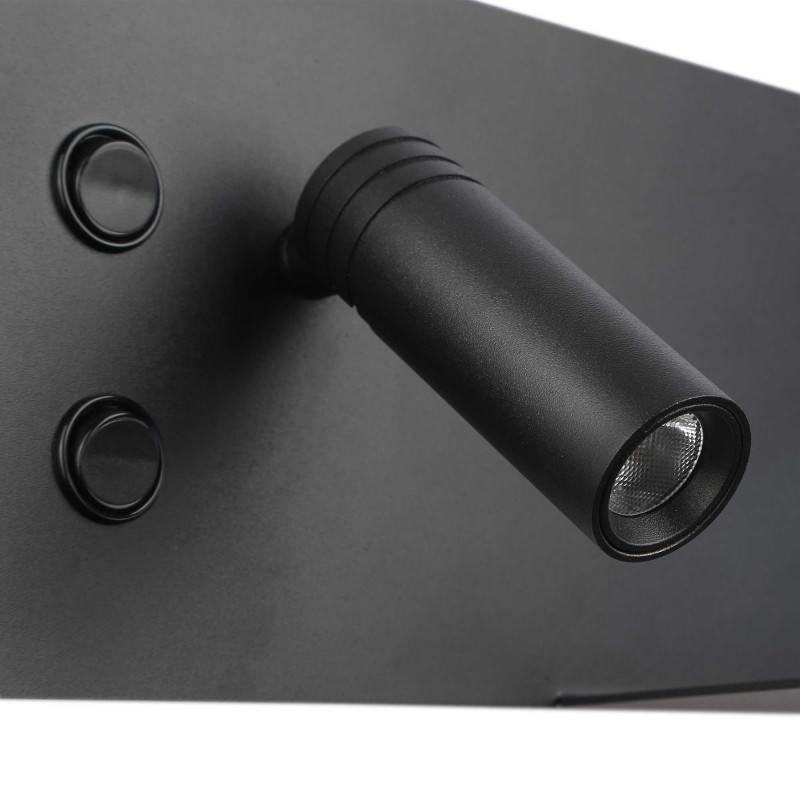 Pack x 2 - Lampada da lettura con porta USB "Kerta" - Doppia illuminazione - 3W+7W - Nero