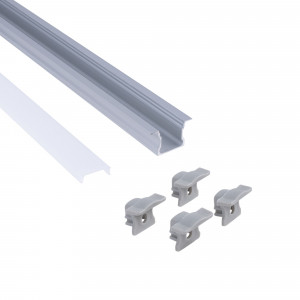 Profilo da incasso in alluminio - Kit completo - 25 x 14,5 mm - Striscia LED fino a 12 mm - 2 metri