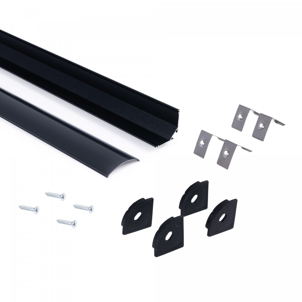 Profilo angolare in alluminio con diffusore - Kit completo - 20 x 20 mm - Striscia LED fino a 10 mm - 2