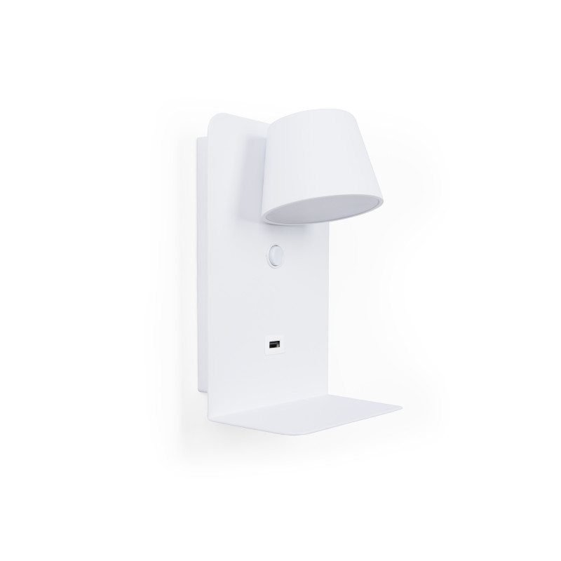 Pack x 2 - Lampada da lettura a parete con porta USB "BASKOP" - 6W - design verticale - Bianco