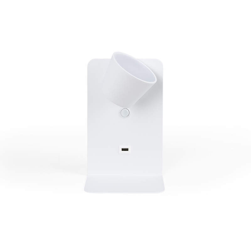 Pack x 2 - Lampada da lettura a parete con porta USB "BASKOP" - 6W - design verticale - Bianco