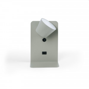 Pack x 2 - Lampada da lettura a parete con porta USB "BASKOP" - 6W - design verticale - Grigio