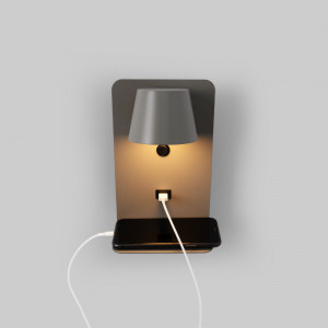 Pack x 2 - Lampada da lettura a parete con porta USB "BASKOP" - 6W - design verticale - Grigio