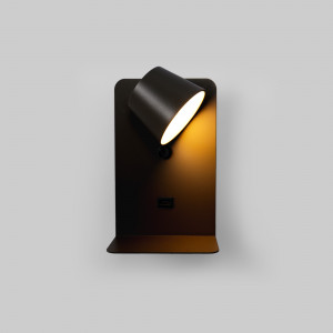 Pack x 2 - Lampada da lettura a parete con porta USB "BASKOP" - 6W - design verticale - Nero