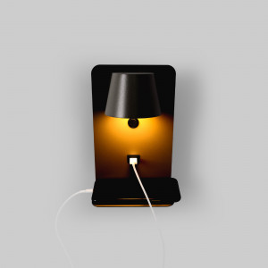 Pack x 2 - Lampada da lettura a parete con porta USB "BASKOP" - 6W - design verticale - Nero