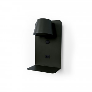 Pack x 2 - Lampada da lettura a parete con porta USB "BASKOP" - 6W - design verticale - Nero