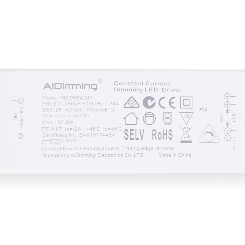 Driver dimmerabile TRIAC 25-42V DC - 900mA - 37W