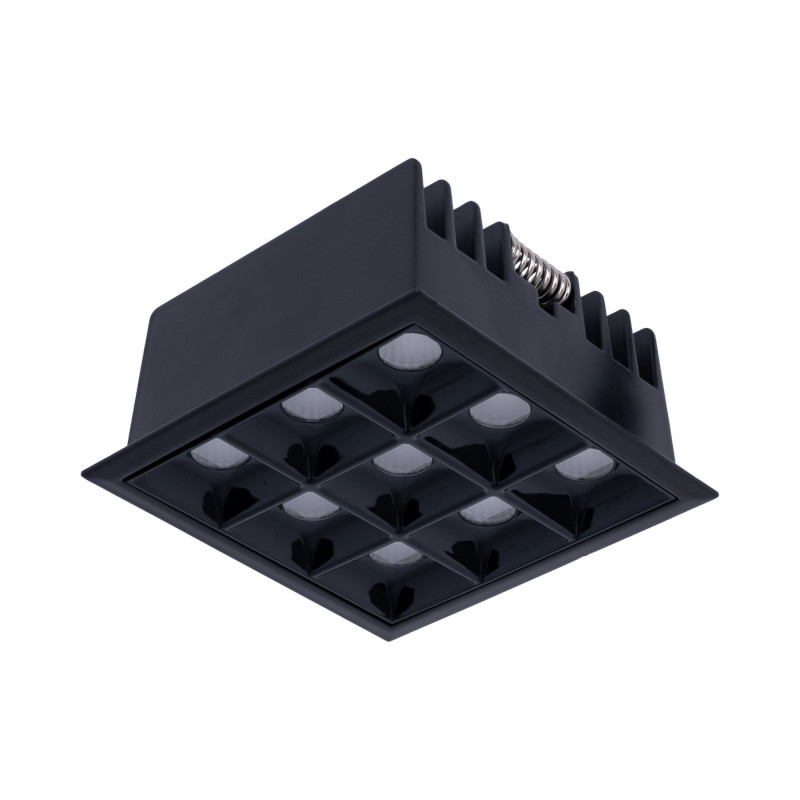 Downlight LED quadrato da incasso 18W - 9 faretti - UGR18 - CRI90 - Chip OSRAM - Nero Downlight LED quadrato da incasso 18W - 9 faretti - UGR18 - CRI90 - Chip OSRAM - Nero