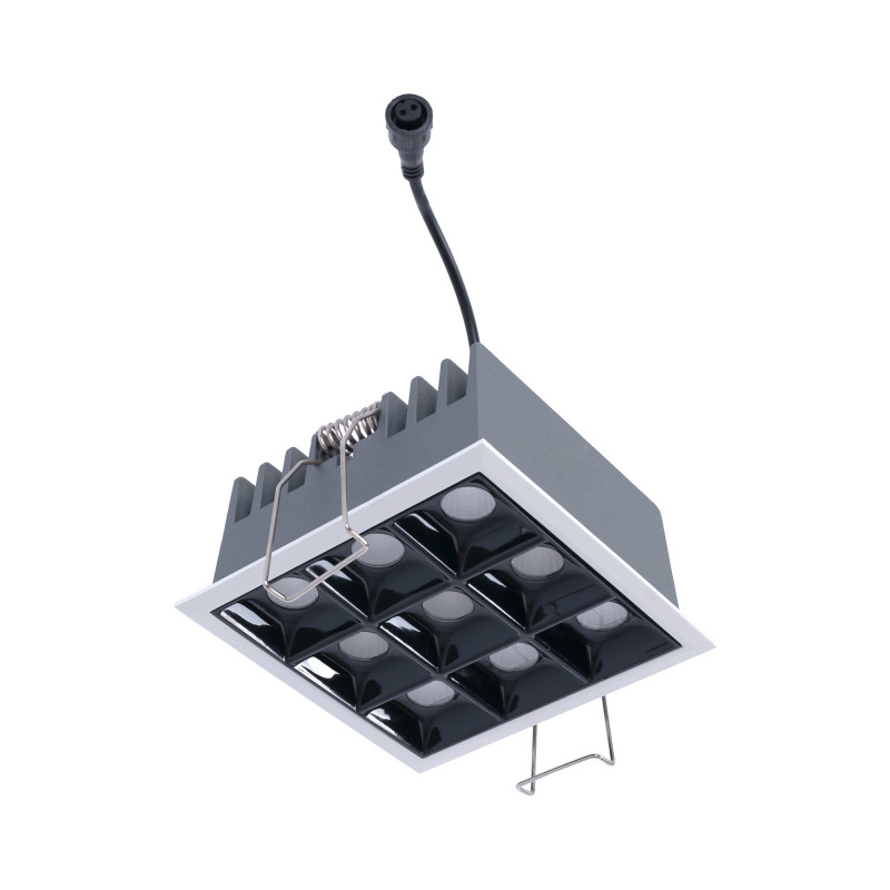 Downlight LED quadrato da incasso 18W - 9 faretti - UGR18 - CRI90 - Chip OSRAM - Bianco