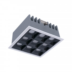Downlight LED quadrato da incasso 18W - 9 faretti - UGR18 - CRI90 - Chip OSRAM - Bianco