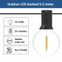 Ghirlanda luminosa solare - 25 lampadine E27 a filamento LED - IP44 - 9,2 metri