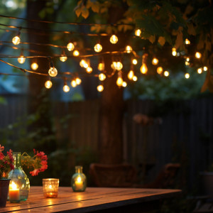 Ghirlanda luminosa solare - 25 lampadine E27 a filamento LED - IP44 - 9,2 metri