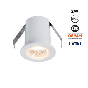 Downlight LED rotondo da incasso 2W - Chip Osram - UGR18 - Taglio Ø 25mm - Bianco