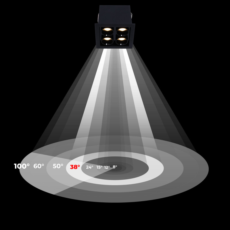 Downlight LED quadrato da incasso 8W - Chip Osram - UGR18 - Taglio 48 x 48 mm - Nero Downlight LED quadrato da incasso 8W - Chip Osram - UGR18 - Taglio 48 x 48 mm - Nero