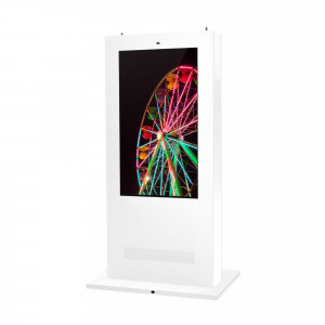 Totem pubblicitario per esterni schermo LCD 55" - Bifacciale - Touch - Android - Bianco