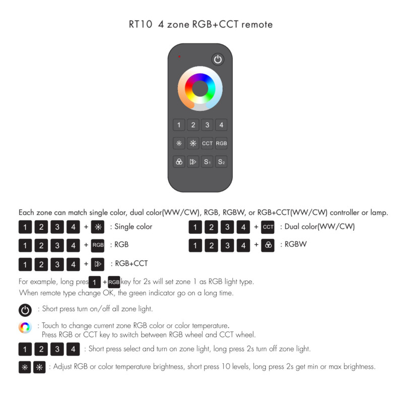 Telecomando LED RGB + CCT - 4 zone - SK-RT10 - Skydance Telecomando LED RGB + CCT - 4 zone - SK-RT10 - Skydance