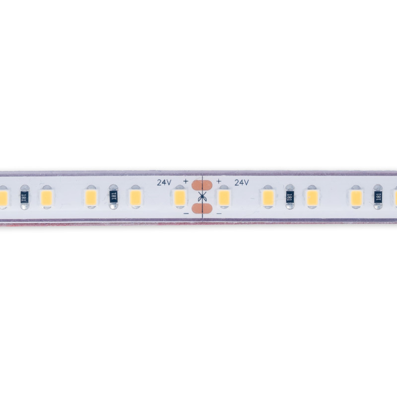 Striscia LED 24V DC a tenuta stagna - monocolore - 9,6W/m - 10mm - IP68 - 5 metri - 120LED/m