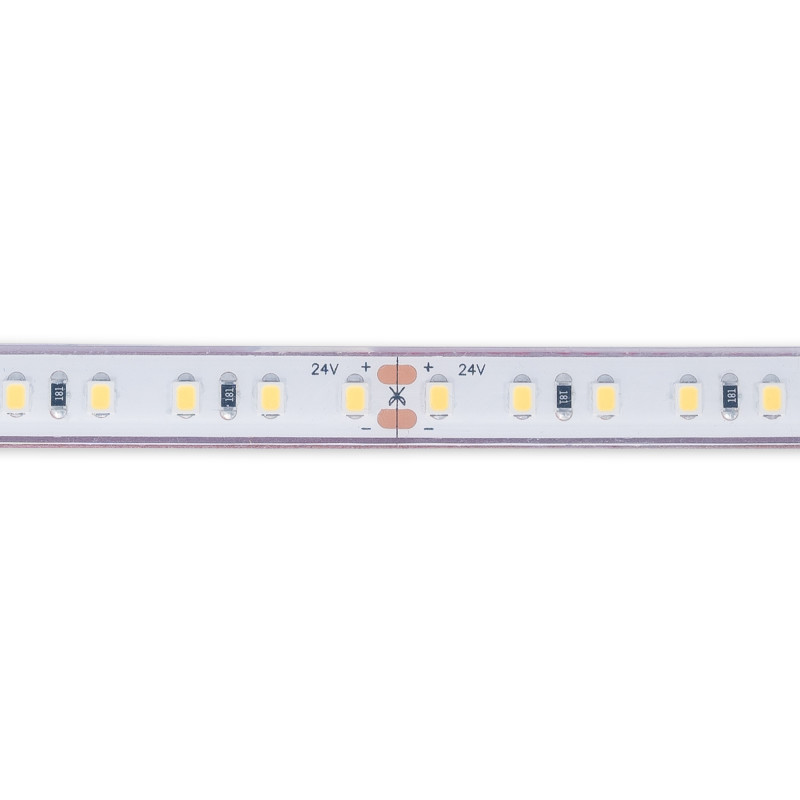 Striscia LED 24V DC a tenuta stagna - monocolore - 9,6W/m - 10mm - IP68 - 5 metri - 120LED/m