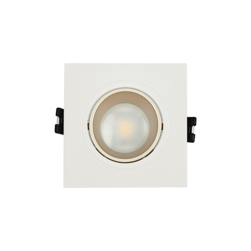 KIT Anello downlight quadrato 93x93mm (bianco/champagne) + Lampadina GU10 5,4W + Portalampada KIT Anello downlight quadrato 93x93mm (bianco/champagne) + Lampadina GU10 5,4W + Portalampada