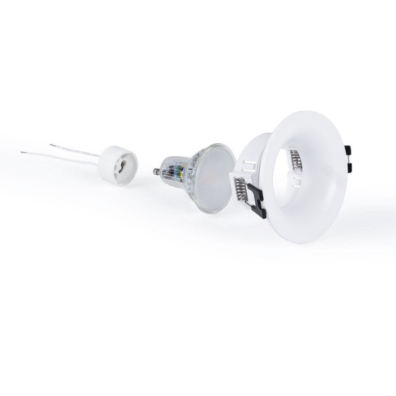 KIT Anello da incasso Ø86mm (bianco) + Lampadina GU10 5,4W + Portalampada