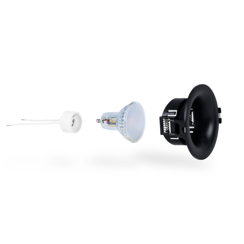 Anello da incasso Ø86mm (nero) più lampadina in vetro GU10 altro Anello da incasso Ø86mm (nero) più lampadina in vetro GU10 altro