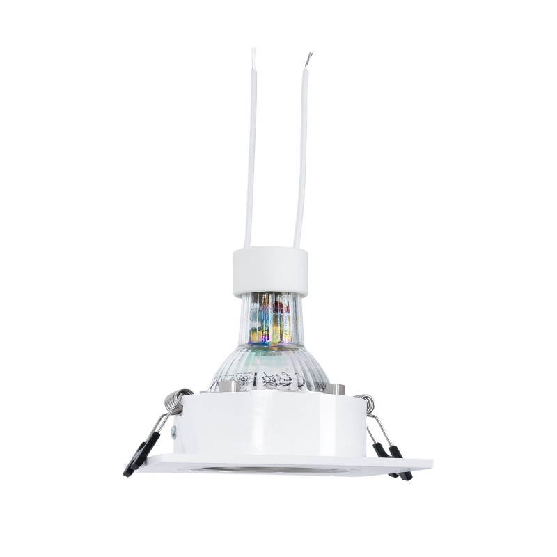 KIT Anello downlight quadrato 93x93mm (bianco/champagne) + Lampadina GU10 5,4W + Portalampada KIT Anello downlight quadrato 93x93mm (bianco/champagne) + Lampadina GU10 5,4W + Portalampada