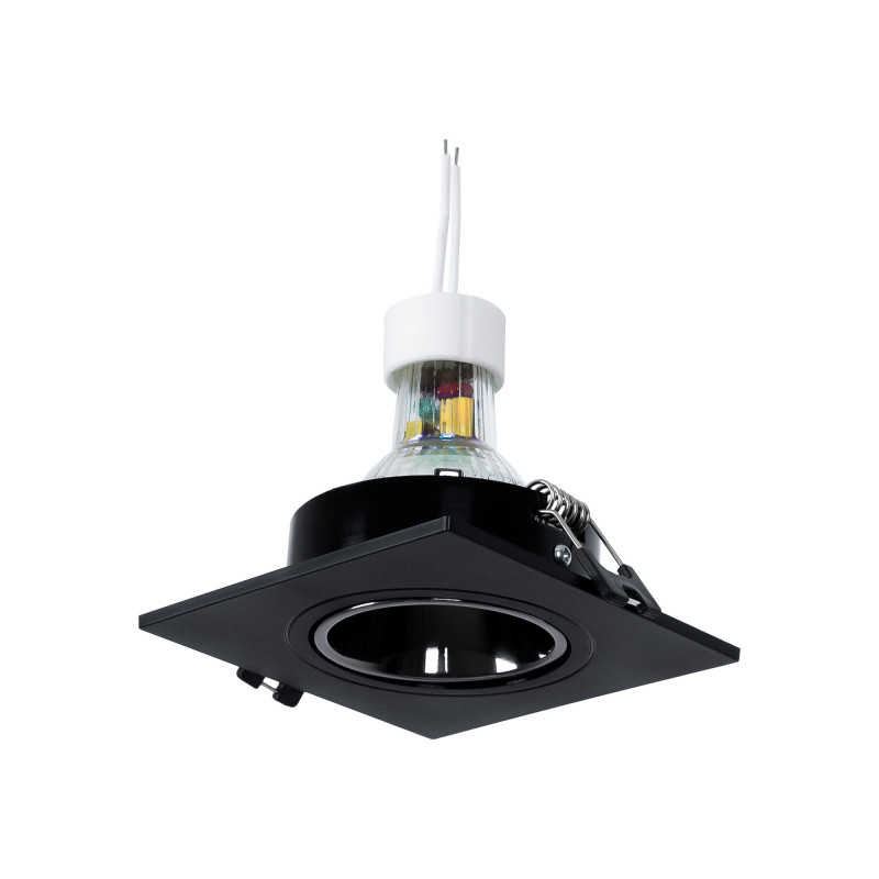 KIT Anello downlight quadrato 93x93mm (nero/grigio) + Lampadina GU10 5,4W + Portalampada KIT Anello downlight quadrato 93x93mm (nero/grigio) + Lampadina GU10 5,4W + Portalampada