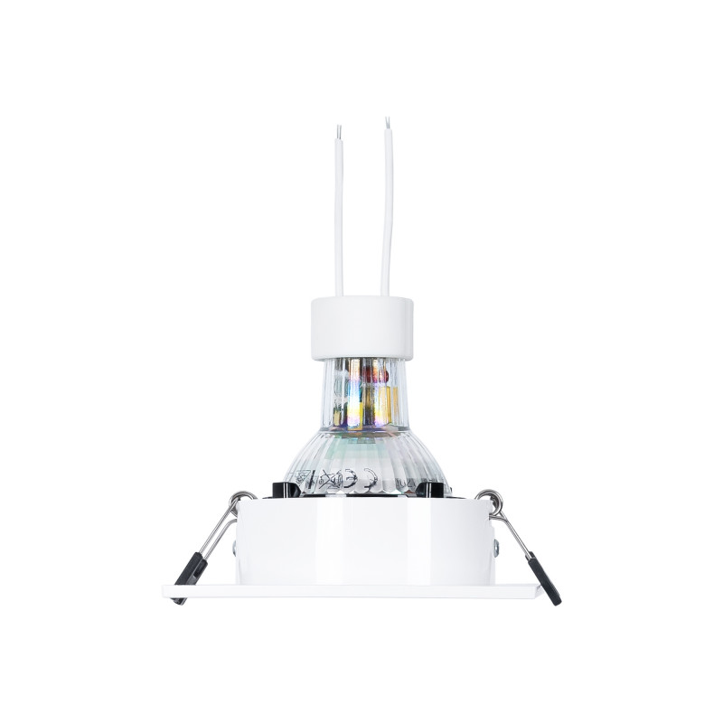 KIT Anello downlight quadrato 93x93mm (nero/bianco) + lampadina GU10 5,4W + portalampada KIT Anello downlight quadrato 93x93mm (nero/bianco) + lampadina GU10 5,4W + portalampada