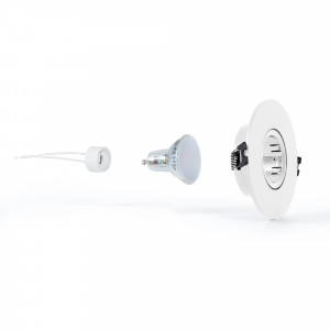 KIT Anello da incasso Ø110mm (bianco) + lampadina GU10 5,4W + portalampada | Faretti da incasso