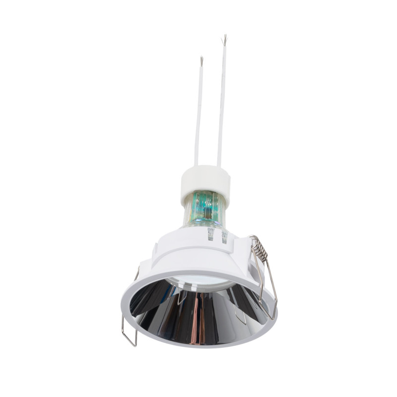 KIT Faretto da incasso fisso Ø82mm (cromo) + Lampadina GU10 5,4W + Portalampada | faretti da incasso LED