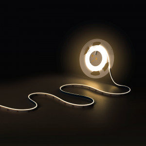 Striscia LED COB monocolore 24V DC - Emissione laterale - 9W/m - 8mm - IP20 - Taglio 3cm - Rotolo da 5 metri