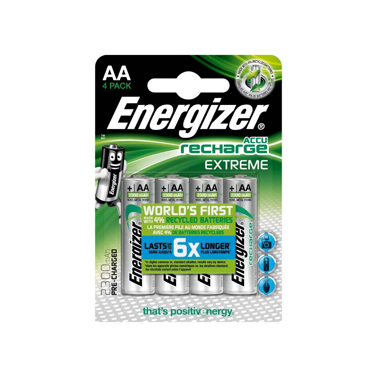 Batteria ricaricabile Energizer Extreme 2300mAh HR6 (AA) Blister da 4 pezzi.
