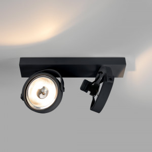 Doppio faretto da soffitto orientabile "IRIS" + 2 lampadine AR111 GU10
