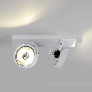 Doppio faretto da soffitto orientabile "IRIS" + 2 lampadine AR111 GU10
