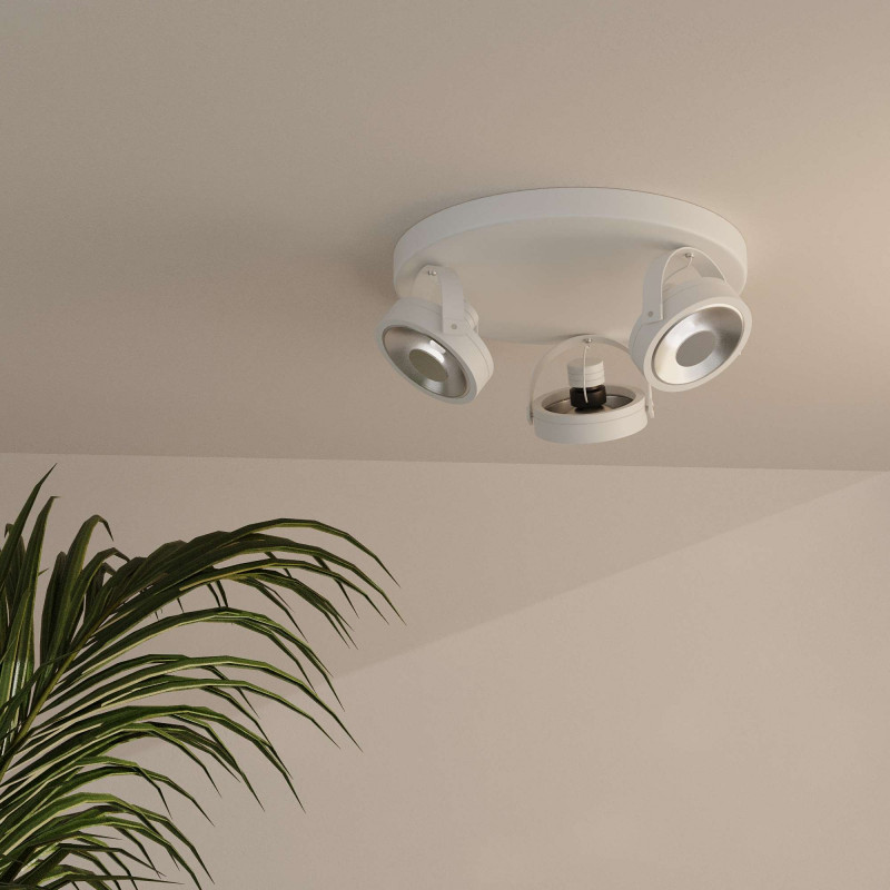 Triplo faretto da soffitto orientabile "IRIS 3" + 3 lampadine AR111 Triplo faretto da soffitto orientabile "IRIS 3" + 3 lampadine AR111