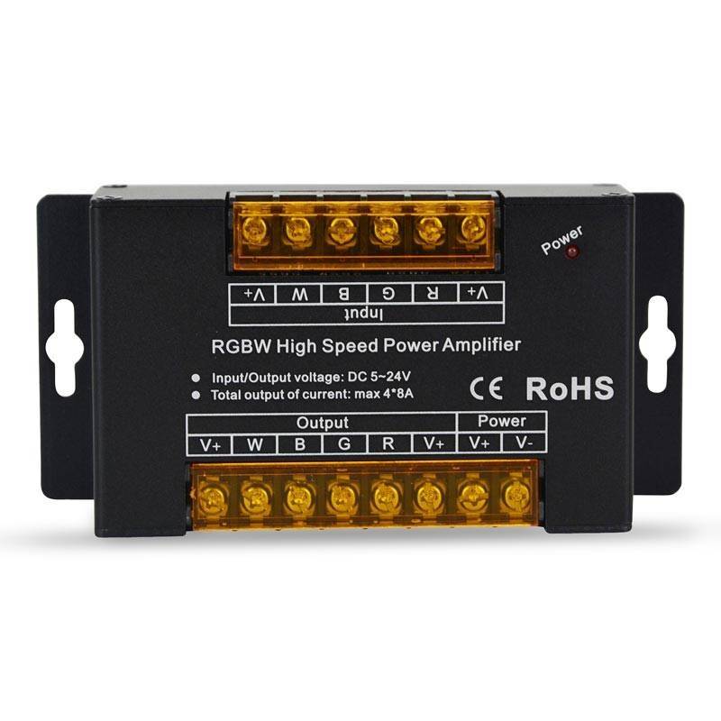Amplificatore/ripetitore di segnale RGBW ad alta velocità - 12-24V DC - 8A/Canale