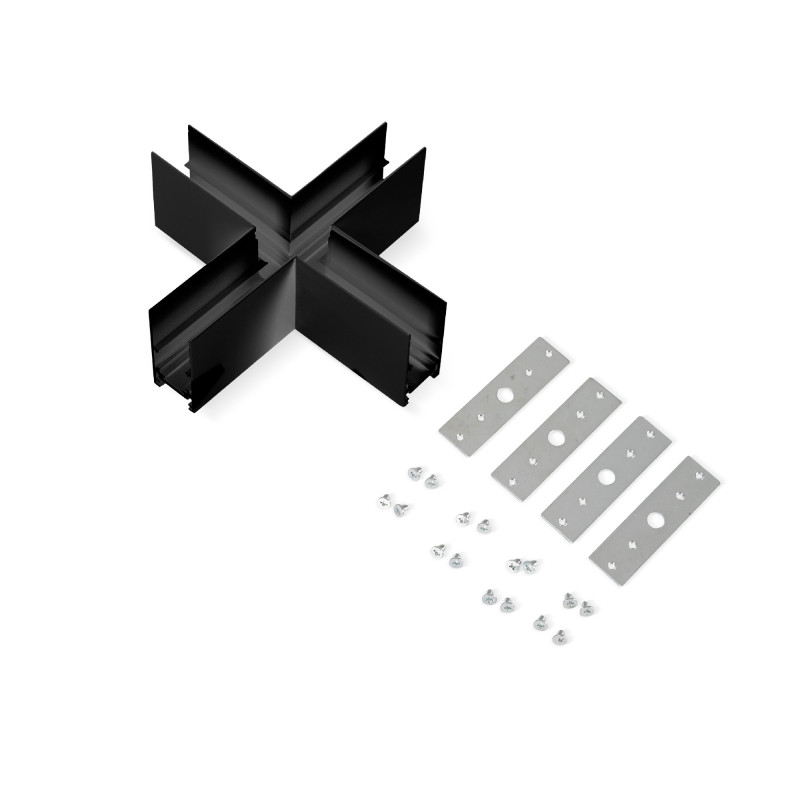 Giunto a X per binario magnetico da superficie 20 mm - Nero Giunto a X per binario magnetico da superficie 20 mm - Nero