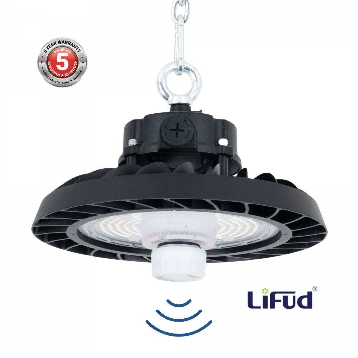 Campana LED industriale UFO 150W - CCT - Con sensore di movimento - 170lm/W - Driver LIFUD - IP65 - 5 anni di garanzia