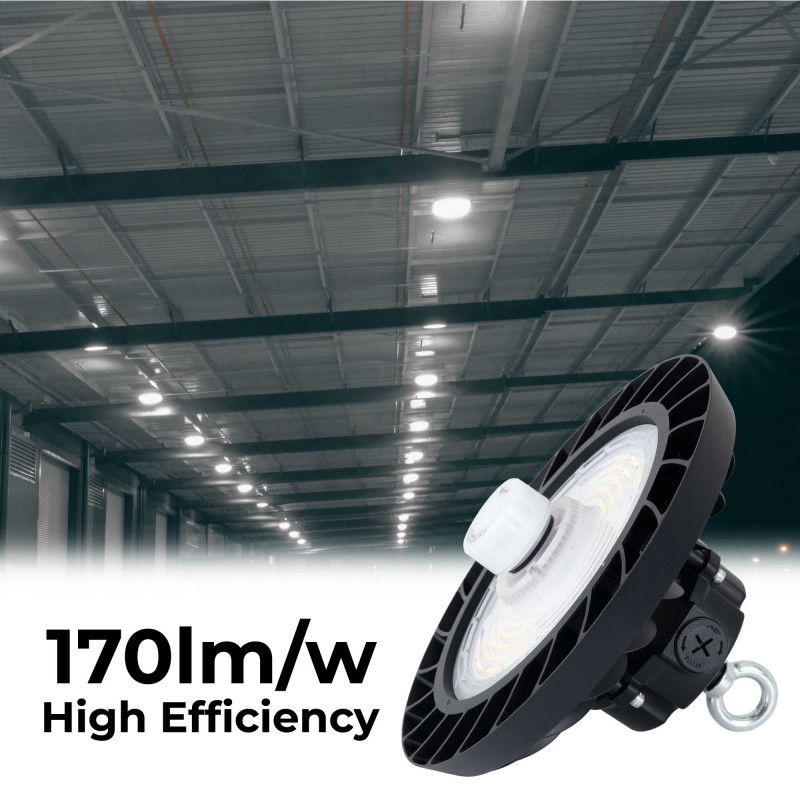 Campana LED industriale UFO 150W - CCT - Con sensore di movimento - 170lm/W - Driver LIFUD - IP65 - 5 anni di garanzia Campana LED industriale UFO 150W - CCT - Con sensore di movimento - 170lm/W - Driver LIFUD - IP65 - 5 anni di garanzia