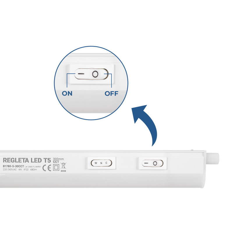 Striscia LED sotto il mobile T5 - 4W - CCT - 30 cm - Opale